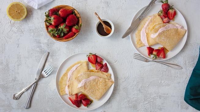 Gluten-Free Strawberries and Cream Crepes