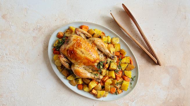 Maple Butter Roast Chicken with Vegetables