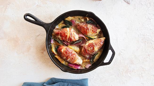 Prosciutto Chicken with Apples and Sage Butter