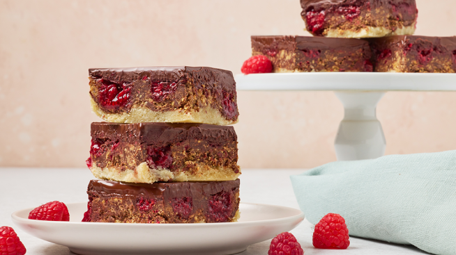 No-Bake Raspberry Fudge Bars