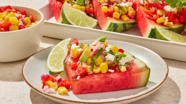 Grilled Watermelon with Savory Toppings