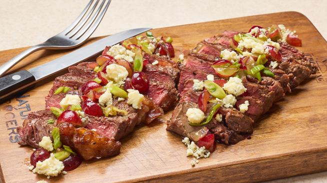 Balsamic Steak with Grape & Blue Cheese Relish