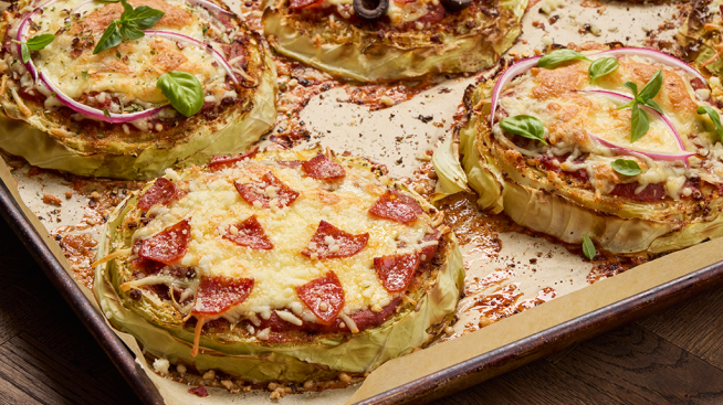 Roasted Cabbage “Pizzas”