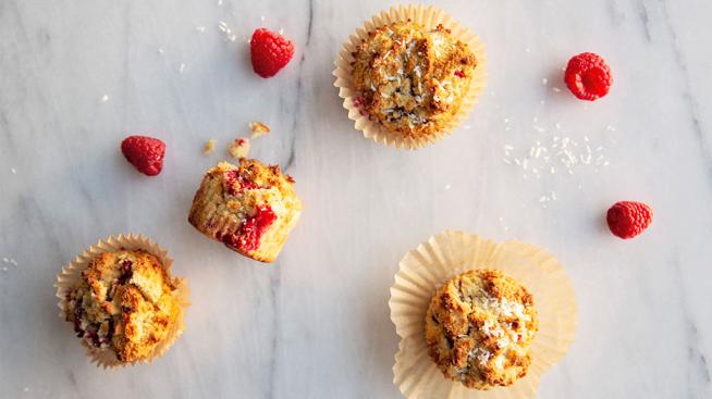 Raspberry-Coconut Decadent Muffins